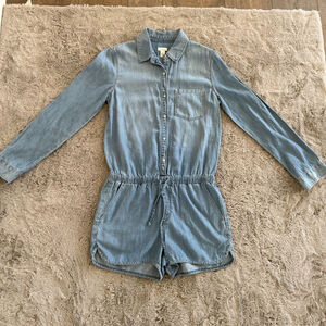 Hinge Romper Shorts‎ Jumpsuit XSmall Blue Jean Denim Western Coastal Cowboy
